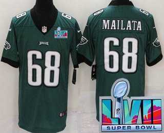 Men & Women & Youth Philadelphia Eagles #68 Jordan Mailata Limited Green Super Bowl LVII Vapor Jersey->philadelphia eagles->NFL Jersey